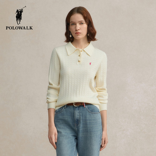 POLOWALK女士长袖针织衫polo领