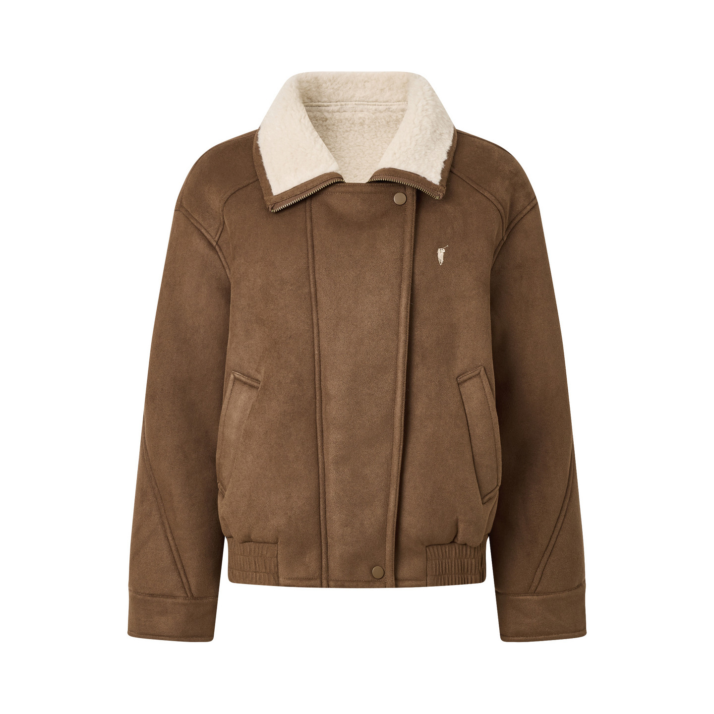 POLOWALK女式外套2025冬季新款复古翻领加绒休闲外套保暖夹克女装