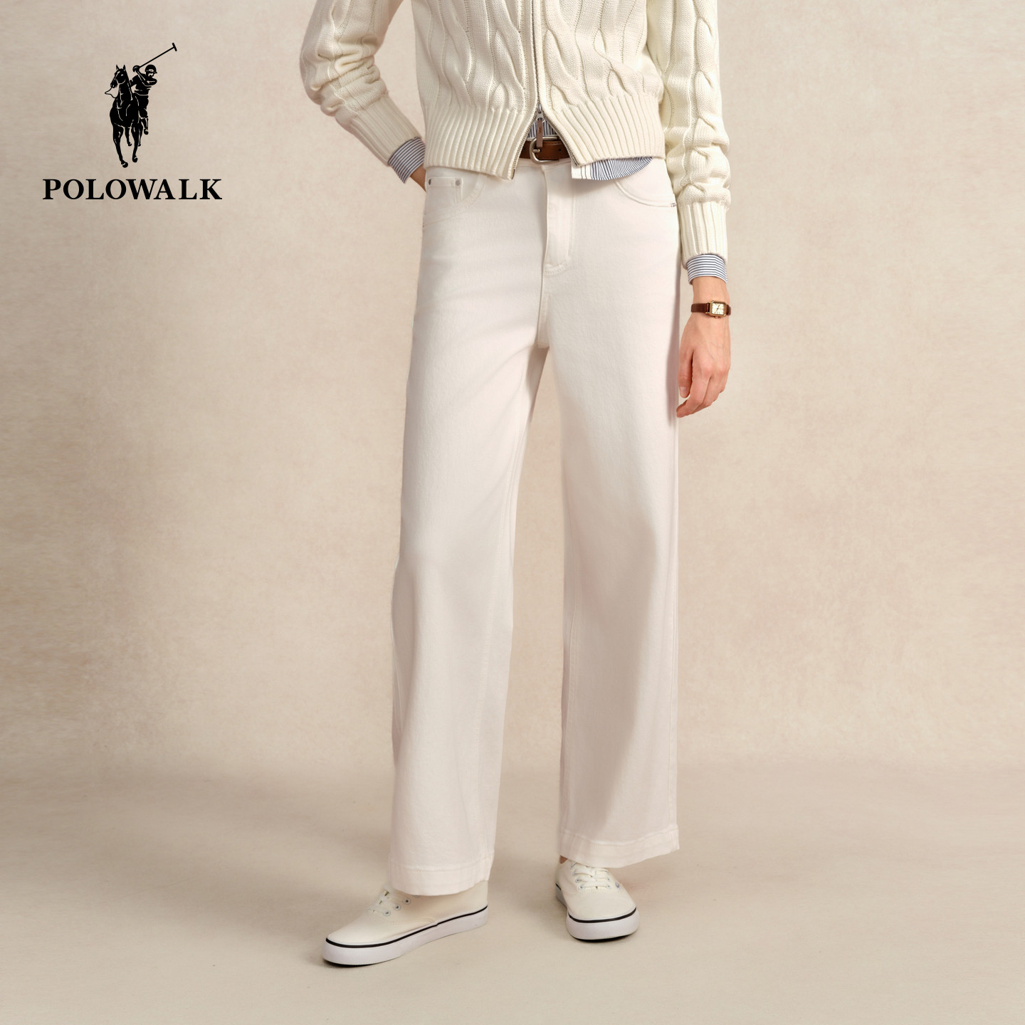 POLOWALK女士牛仔裤宽松直筒裤