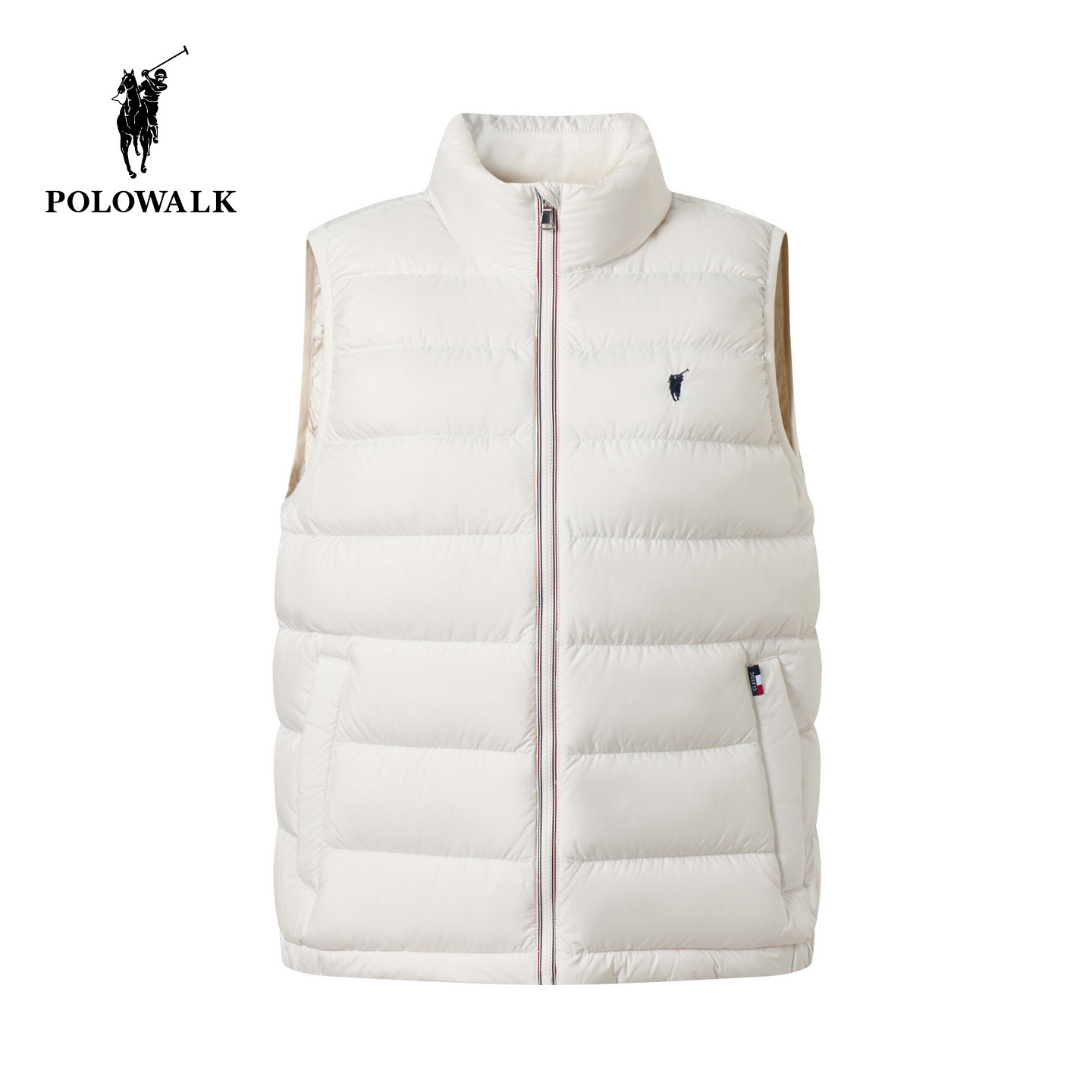 POLOWALK女式羽绒马夹2026冬季新品90鸭绒立领撞色厚款羽绒背心