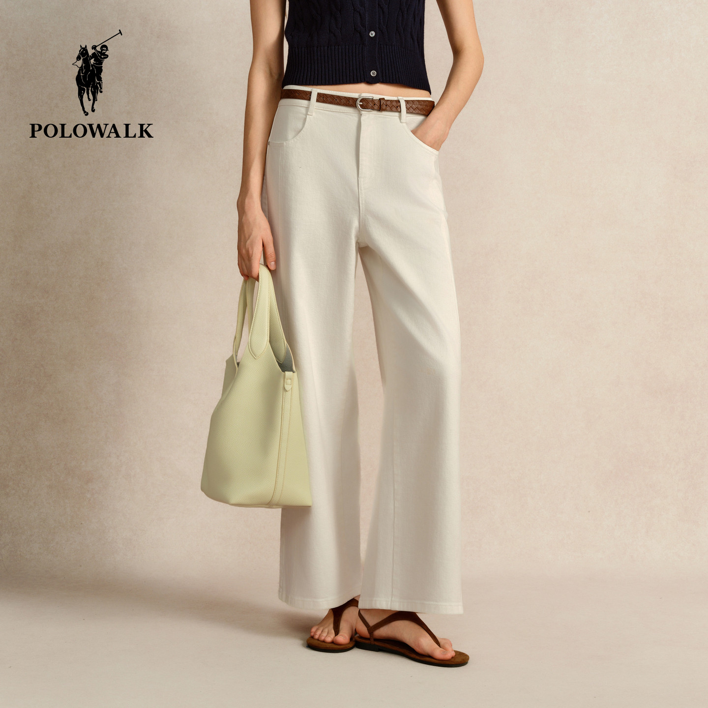 POLOWALK女士棉质白色牛仔裤