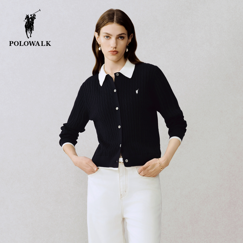 POLOWALK女士长袖针织衫纯色