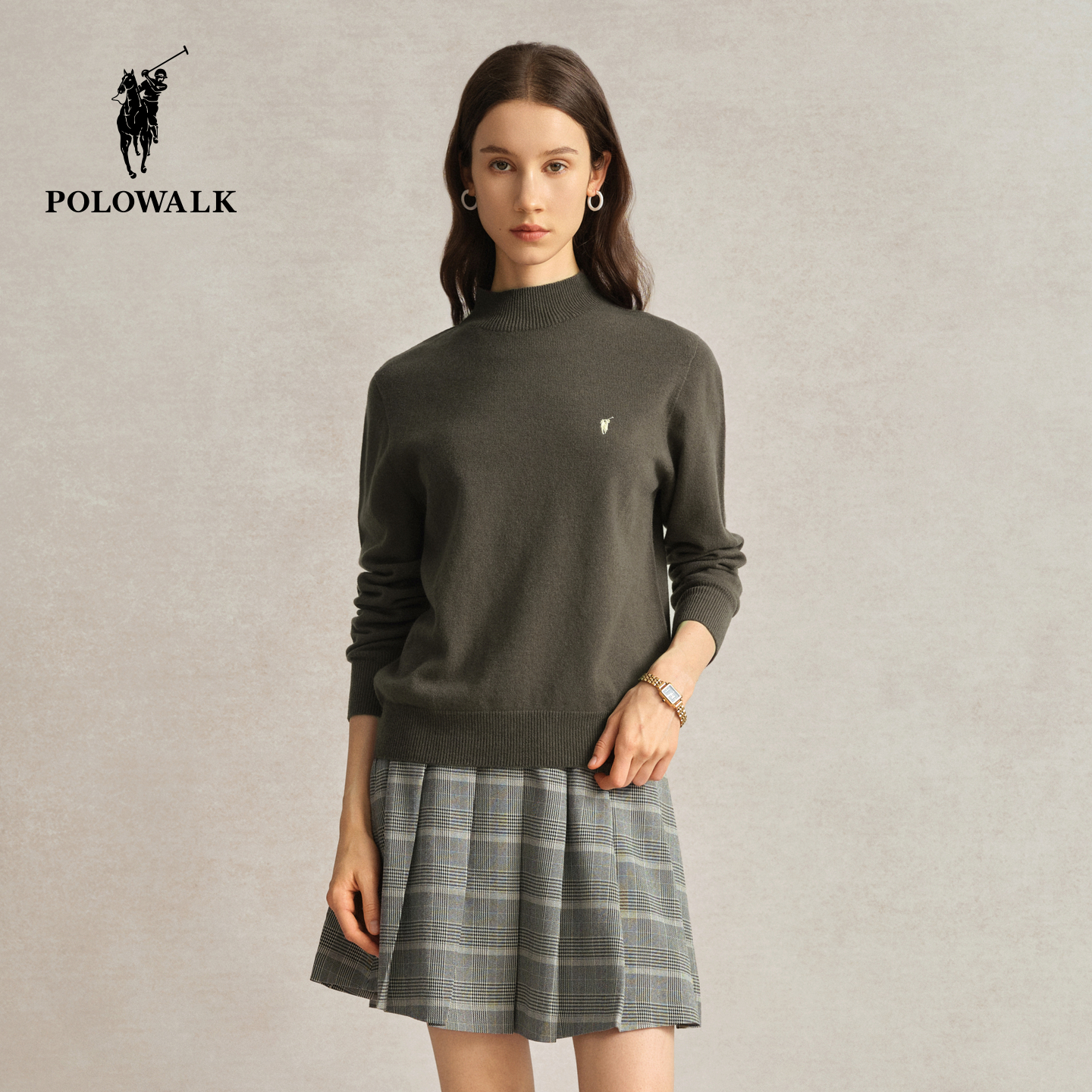 POLOWALK女士羊毛杉半高领内搭