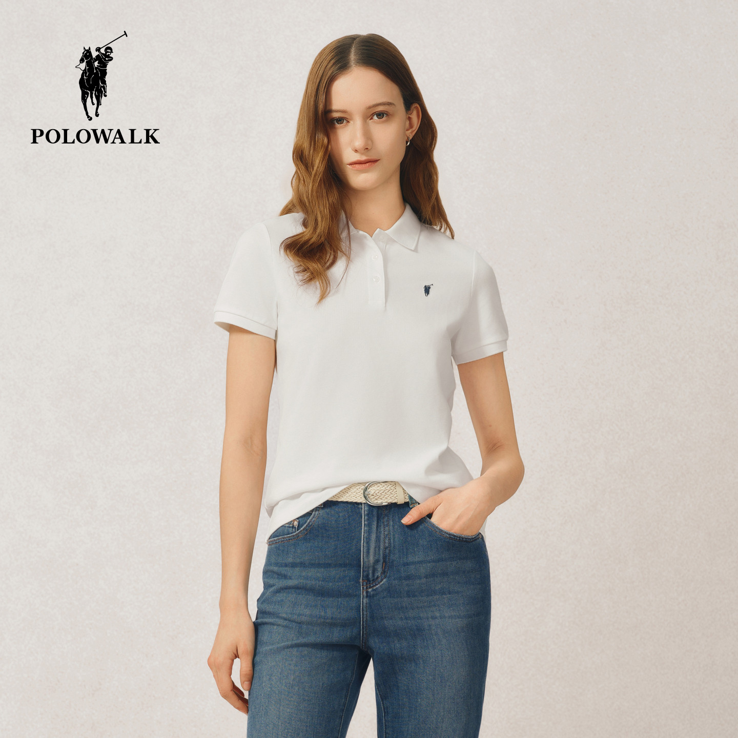 POLOWALK短袖POLO衫女士2026夏季新款休闲T恤百搭纯色上衣