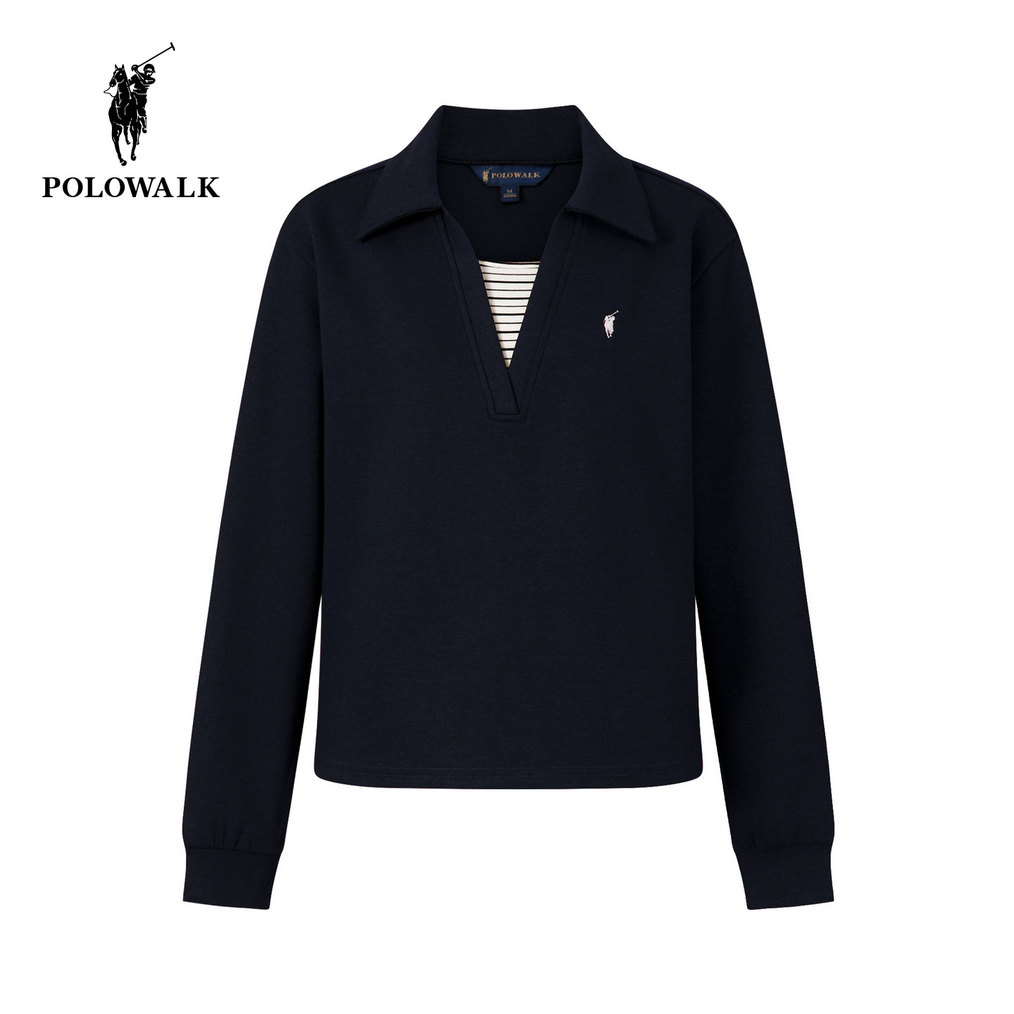 POLOWALK女装卫衣2025秋冬新款翻领套头衫基础百搭卫衣通勤外套女