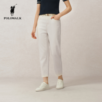 POLOWALK牛仔裤高腰显瘦阔九分裤