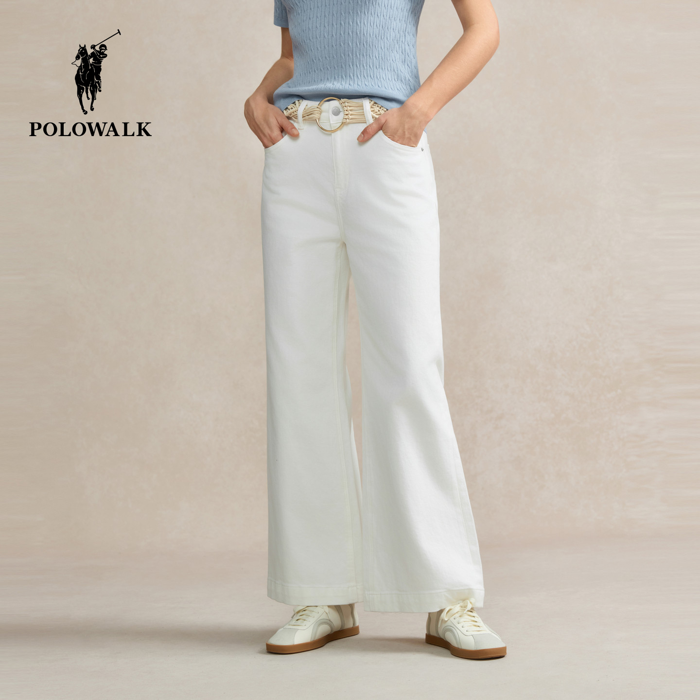 POLOWALK女装牛仔裤2026春季裤新款休闲直筒女士通勤微喇牛仔裤