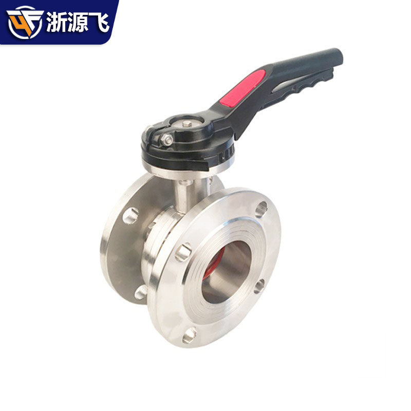 304不锈钢鸭嘴法兰蝶阀卫生级手动法兰对夹式蝶阀无负压水DN50 65