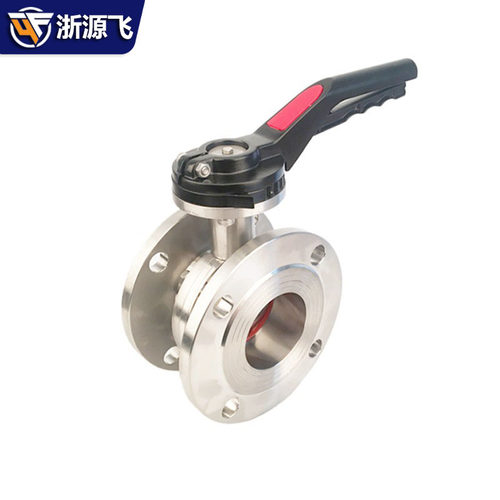 304不锈钢鸭嘴法兰蝶阀卫生级手动法兰对夹式蝶阀无负压水DN50 65