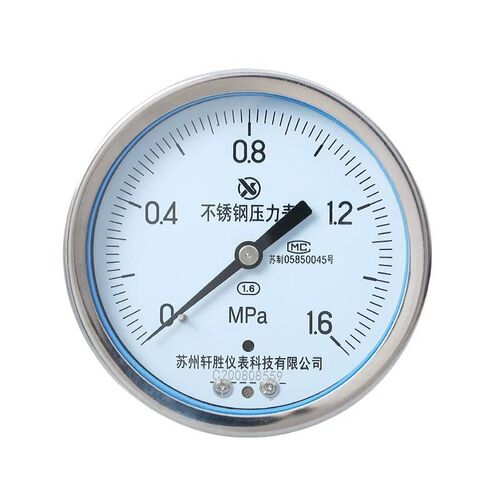 YNBF-100ZT 轴向不锈钢耐震压力表 耐震轴向带边面板式不锈压力表