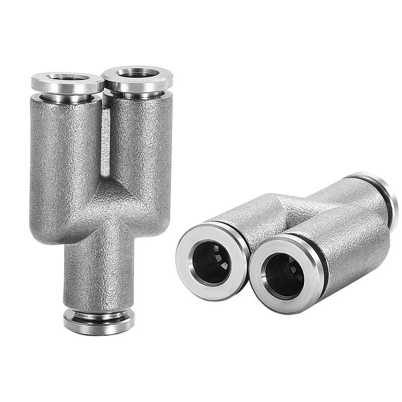 不锈钢快速接头Y型三通PY T型PE4 6 8 10 12 14 16MM气管直插快插