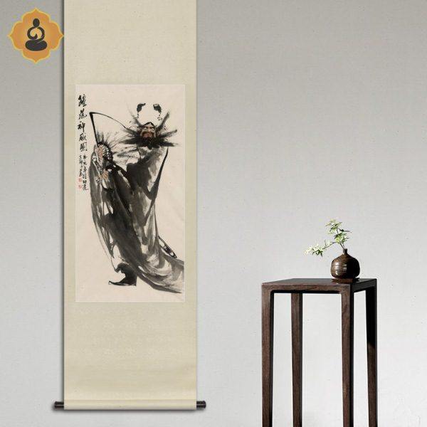 竖幅写意水墨人物国画钟馗纳福画像书房玄关中式画轴卷轴画框挂画,家居饰品,国画,淘宝优惠券,粉丝福利购,淘宝优惠卷