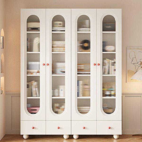 实木书柜儿童书柜组合客厅书架奶油风置物柜防尘带玻璃门收纳柜子,住宅家具,组合书柜,淘宝优惠券,粉丝福利购,淘宝优惠卷