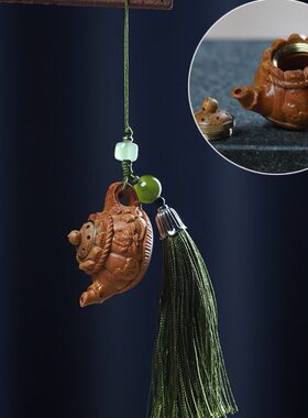 把把壶手把件钥匙扣木质小茶壶摆件随身文玩工艺品挂件桌面配饰