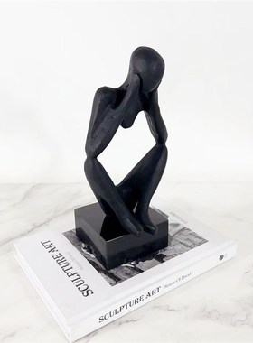 北欧现代铸铁雕塑人物摆件大理石底F座摆设抽象艺术软装饰品家居