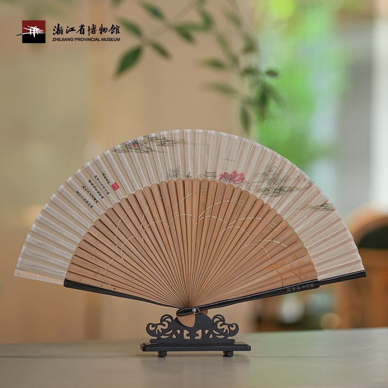 【浙江省博物馆】杭州西湖十景文创女F士折扇6.6寸折叠扇旅游礼品