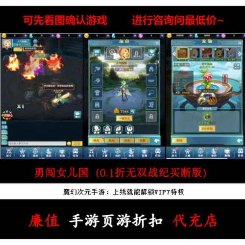 折上折/勇闯女儿国（0.1折无双战纪买断版）魔幻手游首续充值号