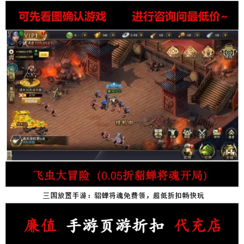 折上折/飞虫大冒险（0.05折貂蝉将魂开局） 三国手游首续充值号