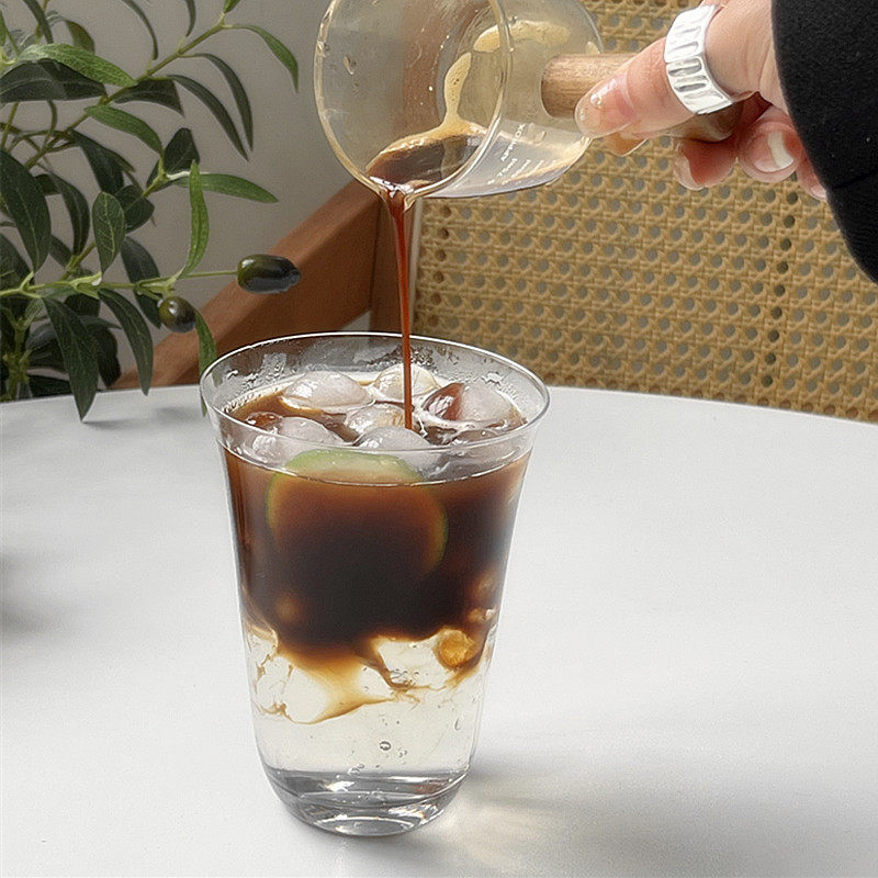 ins风阔口玻璃咖啡杯轻薄冰美式拿铁杯简约茶杯鸡尾酒杯冷饮杯子