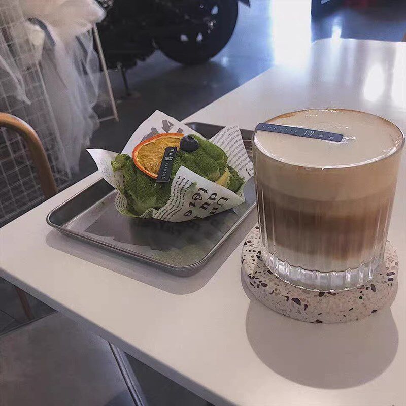 咖啡厅玻璃杯子竖条纹冰拿铁咖啡杯复古卡布杯拉花杯奶茶杯300ml