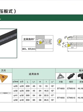 95度 内孔车刀杆S16Q S20R S25S S32T S40T MTUNR16 MTUNL16 翰琛