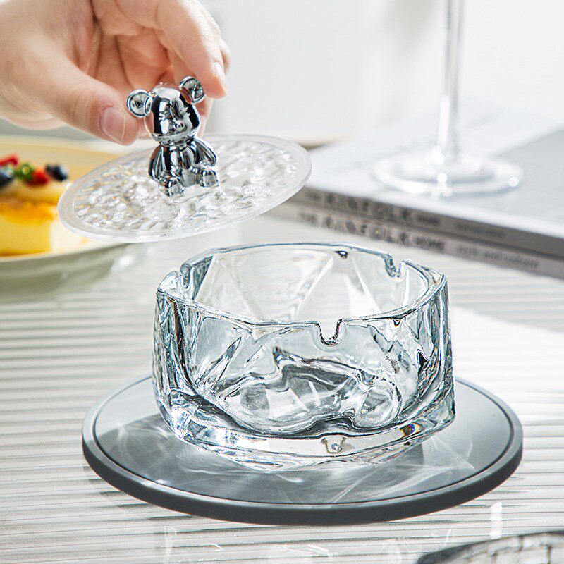 轻奢ins风玻璃加深烟灰缸创意家用客厅高级感ktv酒吧商用酒店烟缸