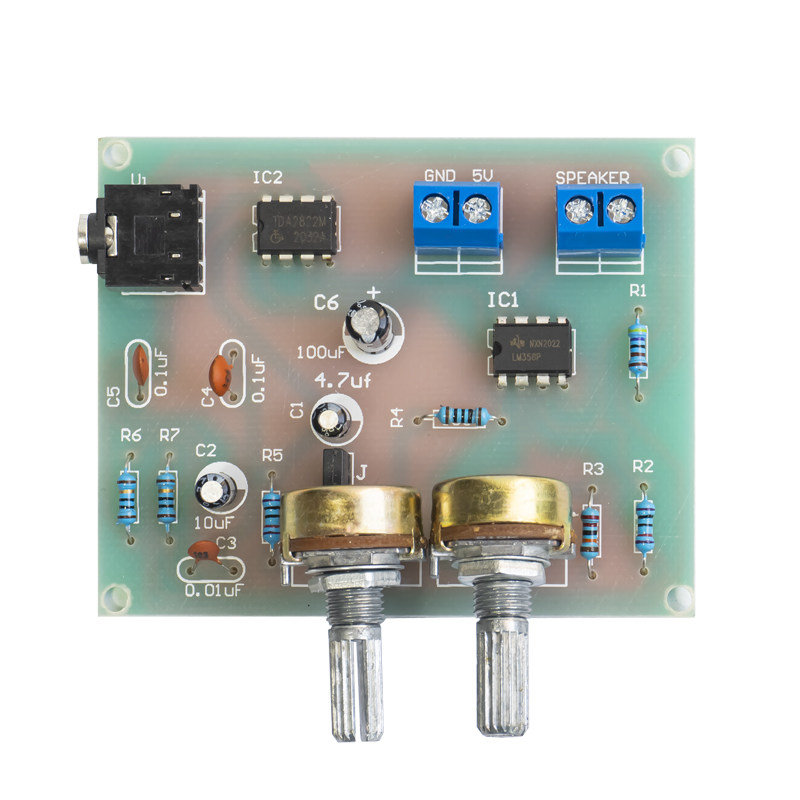 LM358+TDA2822音频功放电路音箱DIY电子套件装调实训TJ-56-167