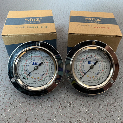 冷库空调制冷雪种冷媒压力表3.8高低压压力油表classe1.6不锈钢