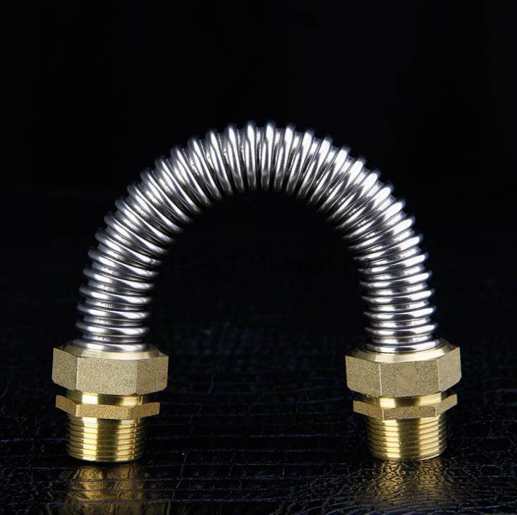 加厚铜头304不锈钢空调波纹管 中央空调风机盘管金属软管6分DN20