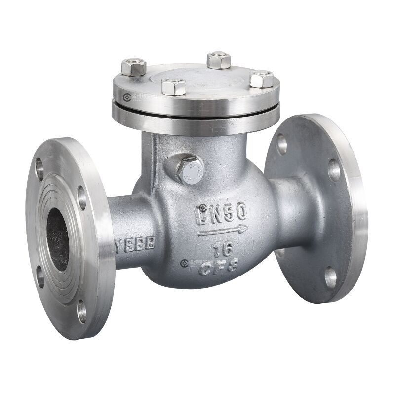 304不锈钢化工部旋启式法兰止回阀H44W-16P/R316L单向阀逆止阀100