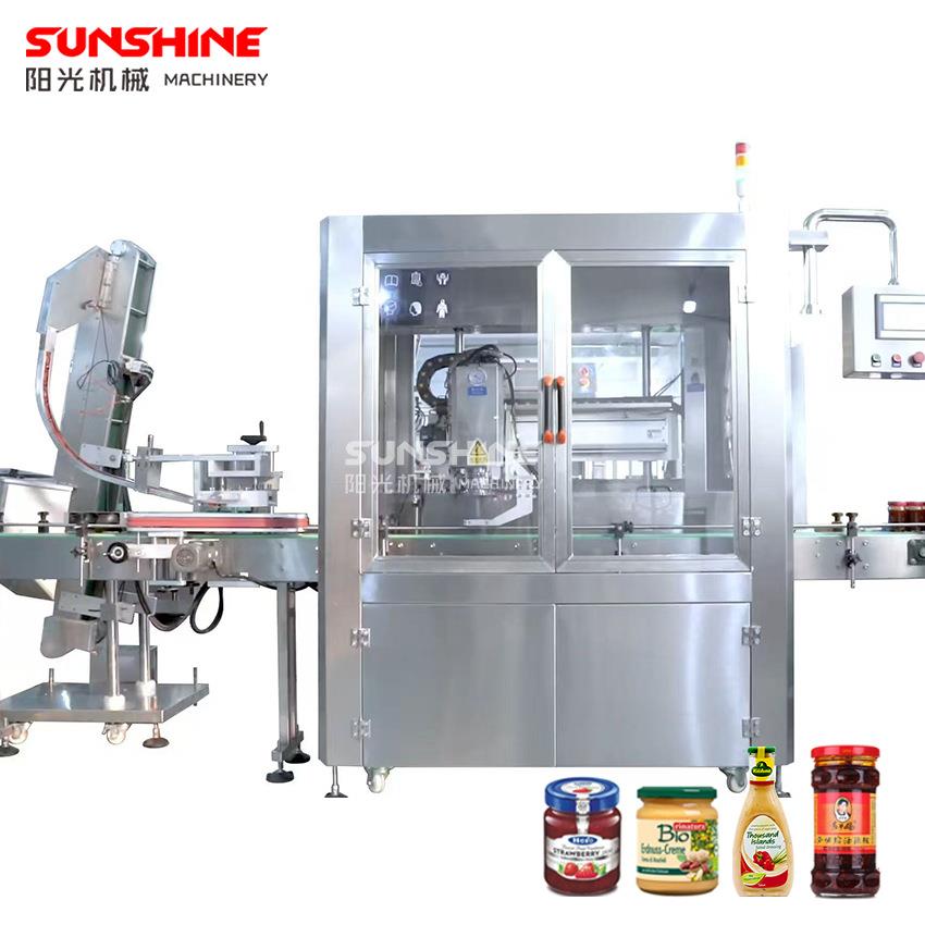 全自动追踪式玻璃瓶马口铁旋盖拧盖机水果罐头酱料真空旋盖封口机