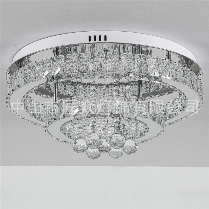 简约现代圆形水晶吸顶灯客K厅卧室浪漫吸顶灯