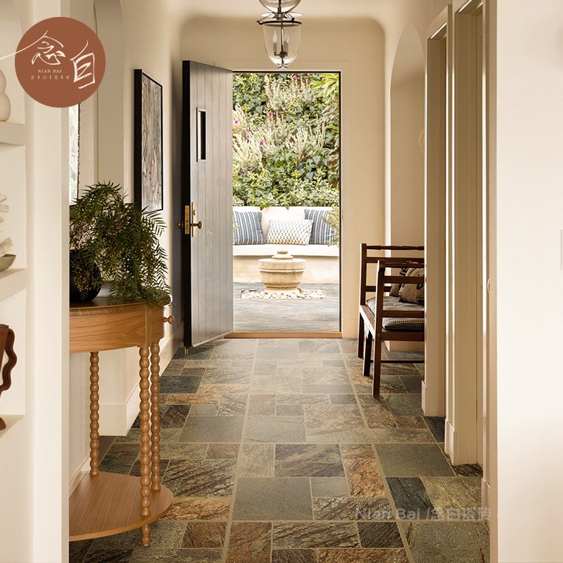 彩色古堡瓷砖绿色复n古民宿院子咖啡厅花园户外露台阳台罗马拼地