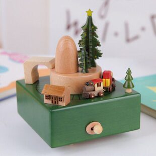 木质圣诞树摆件天空之城音乐盒八音盒送女生儿童生日圣诞节礼物