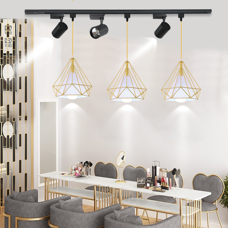 轨道式网红美甲店钻石吊灯超亮理B发店服装店橱窗商用店铺专用灯