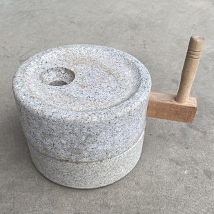 石磨桶磨小石磨家用小型幼儿园手动推磨盘机老式麻青石墨小磨子