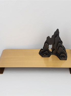 新中式家b居饰品铁艺金属假山影托盘样板房酒店样板间软装饰品摆