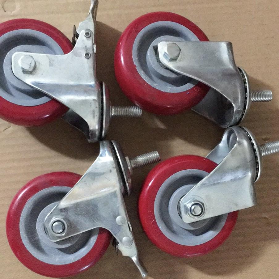 不锈钢货架厨房置物架配套双轴承万C轮工业橡胶静音万向轮带煞车