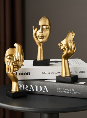 抽象艺术人物摆件金色高r级感家居客厅电视柜酒柜办公室桌面装饰