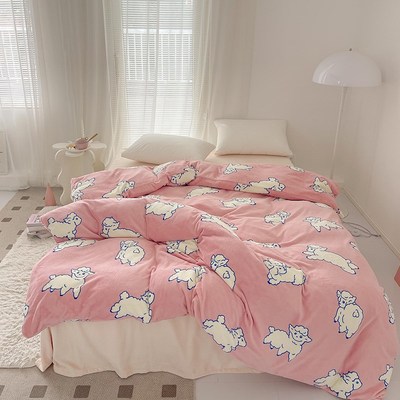 小眠羊 原创可爱少女玫粉小羊z奶油绒被套单件被罩毛绒保暖冬可爱