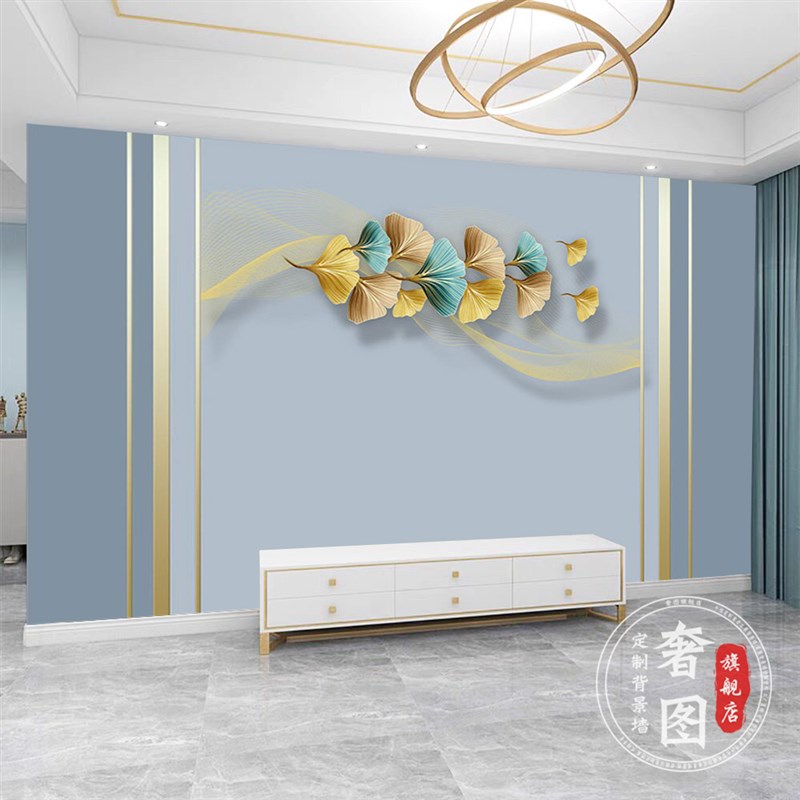 电视背景墙壁纸2024新款3d现代简约轻奢壁画客厅卧室沙Z发影视墙