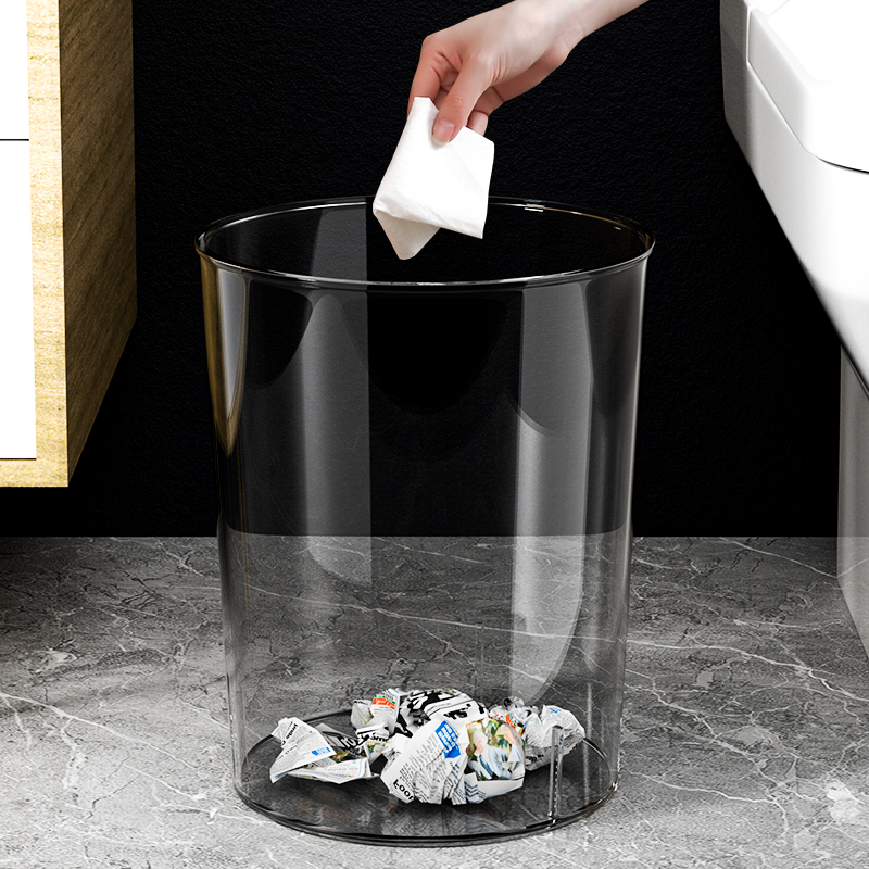 轻奢透明垃圾桶厕所卫o生间家用卧室客厅厨房厕纸篓小号大容量商