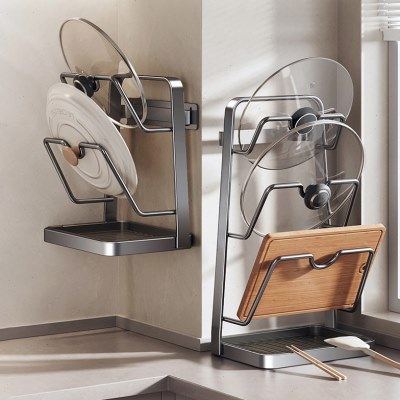 304不锈钢台面锅盖架壁挂免打孔放砧板菜板厨房多功能收纳锅铲架,厨房/烹饪用具,锅盖架/锅盖收纳垫,淘宝优惠券,粉丝福利购,淘宝优惠卷