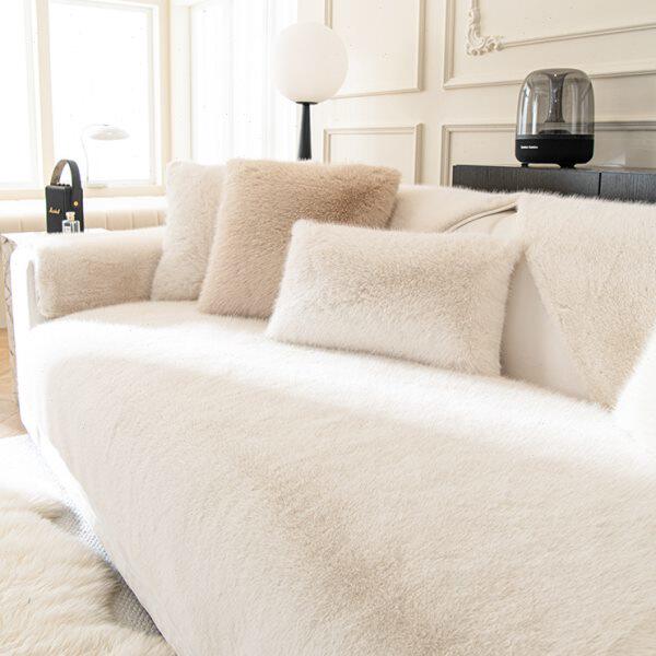 水貂绒冬季沙发垫沙发垫加厚防滑保暖坐垫皮沙发套罩巾2024奶油风
