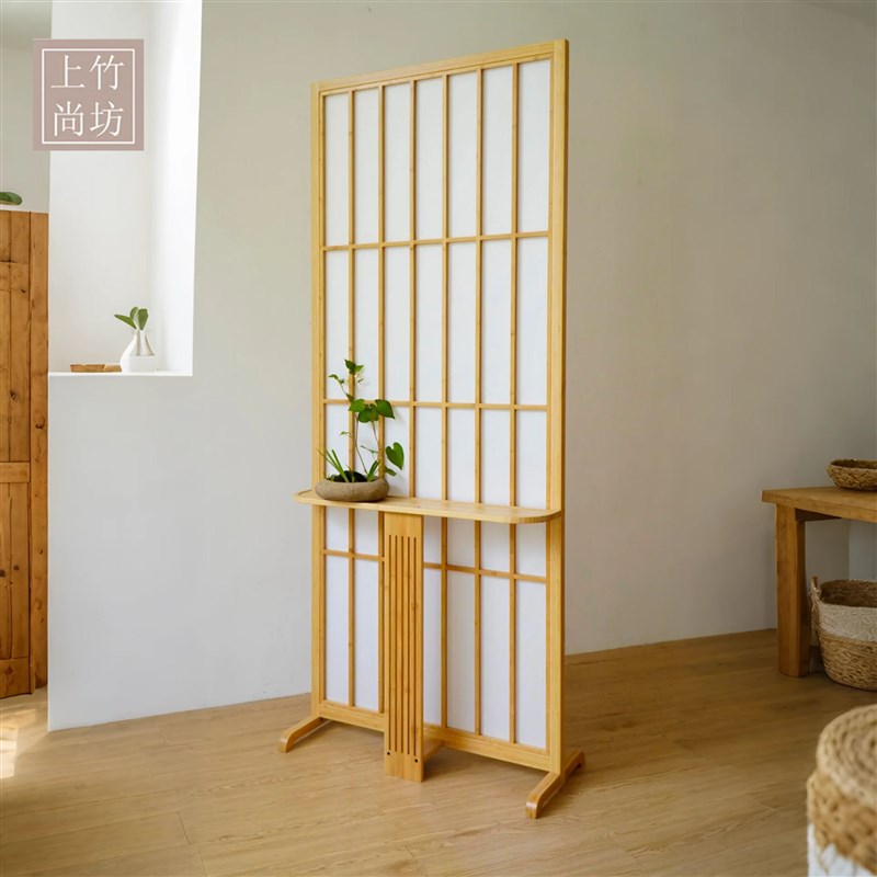 日式屏风隔断客厅2025新款进门简约可移J动全遮挡案几屏风一体玄