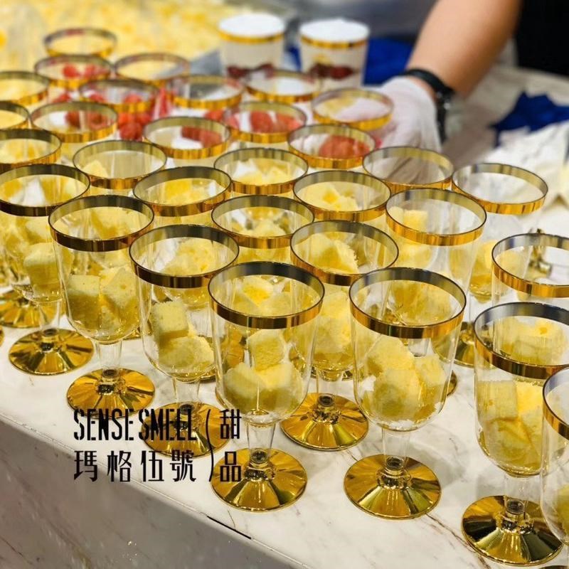 6OZ180ML烫金边红酒杯玫y瑰金高脚杯银边香槟杯试饮杯288个