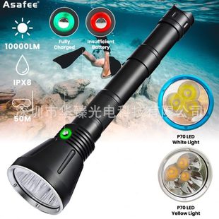 现货大功率潜水电筒3*SST70/ 3*XHP70灯珠赶海手电筒10000流明