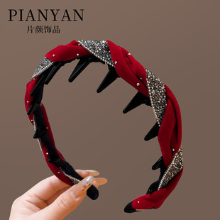 红色丝绒高颅顶发箍女款 显脸小减龄头箍洗脸发卡 高级感洋气时尚