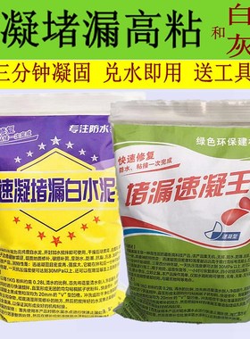 速乾白水泥d堵漏王白色防水快硬屋顶墙面补漏泥化妆室瓷砖填缝补