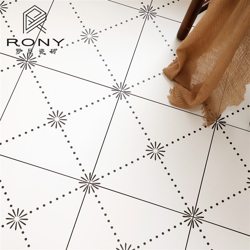 法式黑白卫生间花砖全瓷阳台厨房z瓷砖浴室厕所墙砖防滑地砖30030